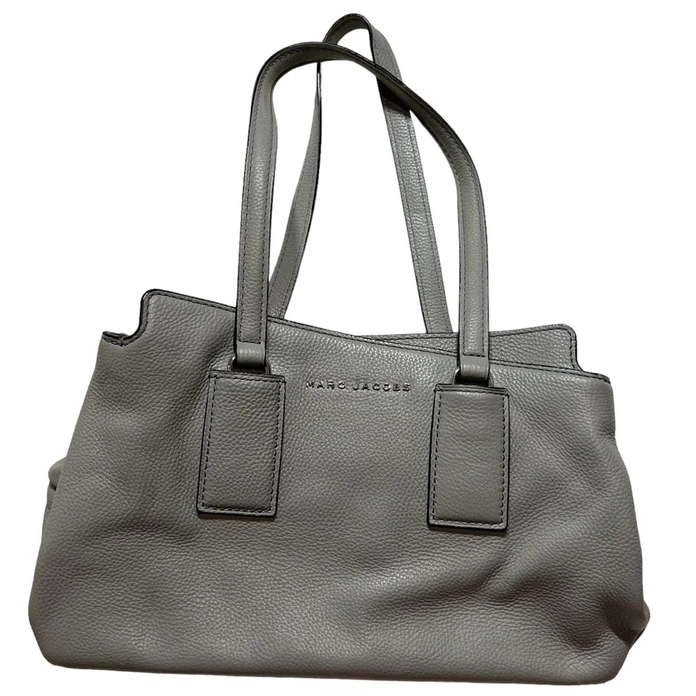 Marc Jacobs double edge leather satchel purse storm grey